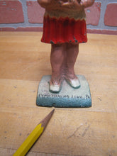 Load image into Gallery viewer, NATIVE AMERICAN INDIAN GIRL CIGAR BOX PYMATUNING LAKE PA Old Cast Iron Souvenir Statue Cigar Shop Counter Display