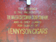 Load image into Gallery viewer, TENNYSON 5c CIGARS Old Store Display Humidor Case Sign PROP MAZER-CRESSMAN Co Made by CADILLAC Can Co CIN O USA