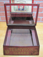 Load image into Gallery viewer, TENNYSON 5c CIGARS Old Store Display Humidor Case Sign PROP MAZER-CRESSMAN Co Made by CADILLAC Can Co CIN O USA