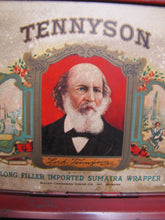 Load image into Gallery viewer, TENNYSON 5c CIGARS Old Store Display Humidor Case Sign PROP MAZER-CRESSMAN Co Made by CADILLAC Can Co CIN O USA