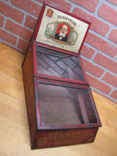 Load image into Gallery viewer, TENNYSON 5c CIGARS Old Store Display Humidor Case Sign PROP MAZER-CRESSMAN Co Made by CADILLAC Can Co CIN O USA