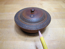 Load image into Gallery viewer, GOOD LUCK SWIRLING LOG Antique Wooden Trinket Box Tobacco Snuff 1800s