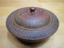 Load image into Gallery viewer, GOOD LUCK SWIRLING LOG Antique Wooden Trinket Box Tobacco Snuff 1800s