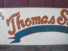 Load image into Gallery viewer, THOMAS SWEET DELICIOUS ICE CREAM Vintage Double Sided Wooden Advertising Sign