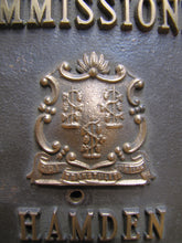 Load image into Gallery viewer, HAMDEN POLICE DEPT COMMISSIONER Brass Bronze Embossed Auto Truck Badge Sign CT