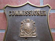 Load image into Gallery viewer, HAMDEN POLICE DEPT COMMISSIONER Brass Bronze Embossed Auto Truck Badge Sign CT
