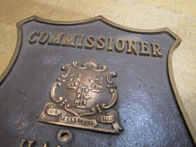 Load image into Gallery viewer, HAMDEN POLICE DEPT COMMISSIONER Brass Bronze Embossed Auto Truck Badge Sign CT