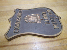 Load image into Gallery viewer, HAMDEN POLICE DEPT COMMISSIONER Brass Bronze Embossed Auto Truck Badge Sign CT