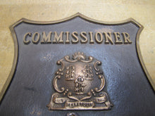 Load image into Gallery viewer, HAMDEN POLICE DEPT COMMISSIONER Brass Bronze Embossed Auto Truck Badge Sign CT