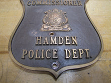 Load image into Gallery viewer, HAMDEN POLICE DEPT COMMISSIONER Brass Bronze Embossed Auto Truck Badge Sign CT