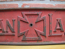 Load image into Gallery viewer, AMERICAN LAFRANCE Antique Cast Iron Embossed Plaque Fire Trk Sign REG US PAT OFF