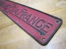 Load image into Gallery viewer, AMERICAN LAFRANCE Antique Cast Iron Embossed Plaque Fire Trk Sign REG US PAT OFF