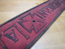 Load image into Gallery viewer, AMERICAN LAFRANCE Antique Cast Iron Embossed Plaque Fire Trk Sign REG US PAT OFF