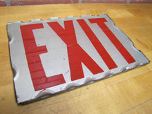 Load image into Gallery viewer, EXIT Sign Antique Chip Scalloped Reverse on Glass Advertising Sign Tin Frame Red Silver