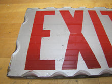 Load image into Gallery viewer, EXIT Sign Antique Chip Scalloped Reverse on Glass Advertising Sign Tin Frame Red Silver