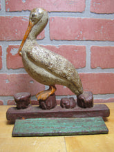 Load image into Gallery viewer, PELICAN ON DOCK Antique Cast Iron Doorstop Decorative Art Statue ALBANY FOUNDRY