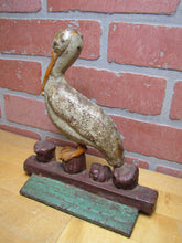 Load image into Gallery viewer, PELICAN ON DOCK Antique Cast Iron Doorstop Decorative Art Statue ALBANY FOUNDRY