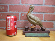 Load image into Gallery viewer, PELICAN ON DOCK Antique Cast Iron Doorstop Decorative Art Statue ALBANY FOUNDRY