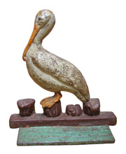 Load image into Gallery viewer, PELICAN ON DOCK Antique Cast Iron Doorstop Decorative Art Statue ALBANY FOUNDRY