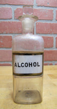 Load image into Gallery viewer, ALCOHOL Antique Apothecary Bottle Medicine Drug Store Reverse Glass Label p1899