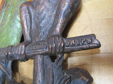 Load image into Gallery viewer, POLLY WANTS CHERRY DRIPS A BAUER & Co CHICAGO Antique Advertising Clock Sign Cast Iron Multi Color Paint Design Pat Apld For RHTF