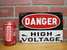 Load image into Gallery viewer, DANGER HIGH VOLTAGE Old Porcelain Sign MINE SAFETY APPLIANCES Co PITTSBURGH PA