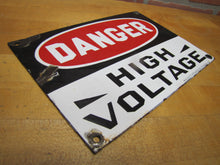 Load image into Gallery viewer, DANGER HIGH VOLTAGE Old Porcelain Sign MINE SAFETY APPLIANCES Co PITTSBURGH PA