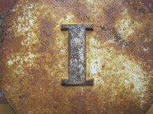 Load image into Gallery viewer, "I" Old Cast Iron RailRoad Sign Plaque RR Marker Station Island Interlock