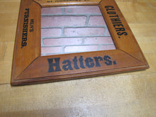 Load image into Gallery viewer, E D STEELE & Co ST JOHNSBURY VT CLOTHIERS HATTERS Antique Wooden Frame Advertising Mirror Sign Impressed Lettering
