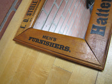 Load image into Gallery viewer, E D STEELE & Co ST JOHNSBURY VT CLOTHIERS HATTERS Antique Wooden Frame Advertising Mirror Sign Impressed Lettering