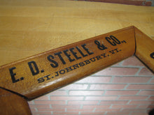 Load image into Gallery viewer, E D STEELE & Co ST JOHNSBURY VT CLOTHIERS HATTERS Antique Wooden Frame Advertising Mirror Sign Impressed Lettering