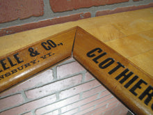 Load image into Gallery viewer, E D STEELE & Co ST JOHNSBURY VT CLOTHIERS HATTERS Antique Wooden Frame Advertising Mirror Sign Impressed Lettering