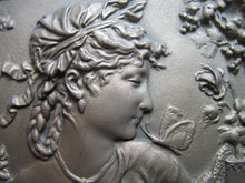 Load image into Gallery viewer, BRADLEY & HUBBARD Lovely Maiden Butterfly Antique High Relief Plaque Charger B&H
