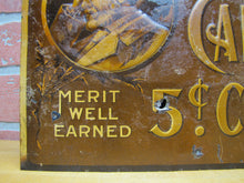 Load image into Gallery viewer, THOS CARLYLE 5c CIGAR Antique Advertising Embossed Tin Sign CHAS SHONK CO LITHO CHICAGO