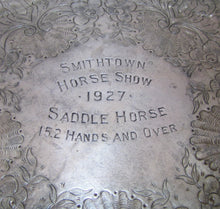 Load image into Gallery viewer, 1927 SMITHTOWN HORSE SHOW Award Plaque Sign SADDLE HORSE BARBOUR Silver Plate 152 Hands and Over
