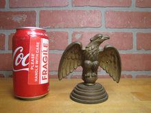 Load image into Gallery viewer, EAGLE Antique Cast Iron Spread Winged Paperweight Statue Tiered Base Old Gold Paint