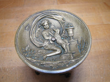 Load image into Gallery viewer, Cupid Cherub Putti Puppy Dog Antique Bronze Decorative Arts High Relief Ornate Raised Tray Pedestal Footed Urn Flowers Landscape