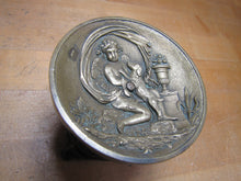 Load image into Gallery viewer, Cupid Cherub Putti Puppy Dog Antique Bronze Decorative Arts High Relief Ornate Raised Tray Pedestal Footed Urn Flowers Landscape