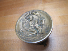 Load image into Gallery viewer, Cupid Cherub Putti Puppy Dog Antique Bronze Decorative Arts High Relief Ornate Raised Tray Pedestal Footed Urn Flowers Landscape