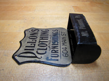 Load image into Gallery viewer, DILLON'S CLOTHING & FURNISHINGS MT PLEASANT PA Antique Advertising Match Holder MEEK COSHOCTON O