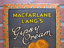 Load image into Gallery viewer, MACFARLANE LANG'S GIPSY CREAM BISCUITS Anique Advertising Sign TOC Diner Country Store Ad