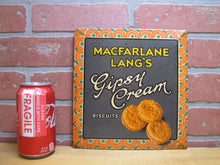 Load image into Gallery viewer, MACFARLANE LANG'S GIPSY CREAM BISCUITS Anique Advertising Sign TOC Diner Country Store Ad
