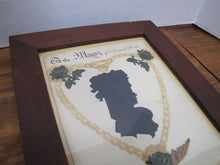 Load image into Gallery viewer, TO THE MEMORY OF A DEAREST FRIEND Antique Folk Art Funeral In Memorium Memorial Plaque Rememberance Art Embroidery Side View Ladies Bust Flowers Rose Heart