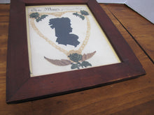 Load image into Gallery viewer, TO THE MEMORY OF A DEAREST FRIEND Antique Folk Art Funeral In Memorium Memorial Plaque Rememberance Art Embroidery Side View Ladies Bust Flowers Rose Heart