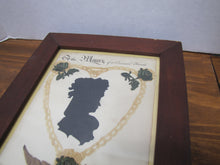 Load image into Gallery viewer, TO THE MEMORY OF A DEAREST FRIEND Antique Folk Art Funeral In Memorium Memorial Plaque Rememberance Art Embroidery Side View Ladies Bust Flowers Rose Heart