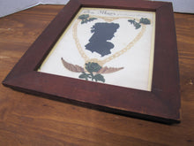 Load image into Gallery viewer, TO THE MEMORY OF A DEAREST FRIEND Antique Folk Art Funeral In Memorium Memorial Plaque Rememberance Art Embroidery Side View Ladies Bust Flowers Rose Heart