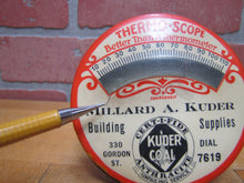 Load image into Gallery viewer, KUDER COAL ANTHRACITE BUILDING SUPPLIES Old Celluloid Advertising Thermometer THERMO-SCOPE