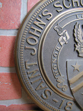 Load image into Gallery viewer, SAINT JOHN'S SCHOOL MANLIUS NY 1869 Antique Embossed Plaque Sign LOVE HONOR DUTY