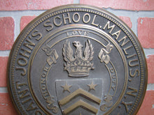 Load image into Gallery viewer, SAINT JOHN'S SCHOOL MANLIUS NY 1869 Antique Embossed Plaque Sign LOVE HONOR DUTY