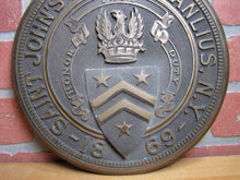 Load image into Gallery viewer, SAINT JOHN'S SCHOOL MANLIUS NY 1869 Antique Embossed Plaque Sign LOVE HONOR DUTY